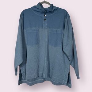 WRAP London Blue Long Sleeve Cotton Mock Neck Pullover Sweater US 8